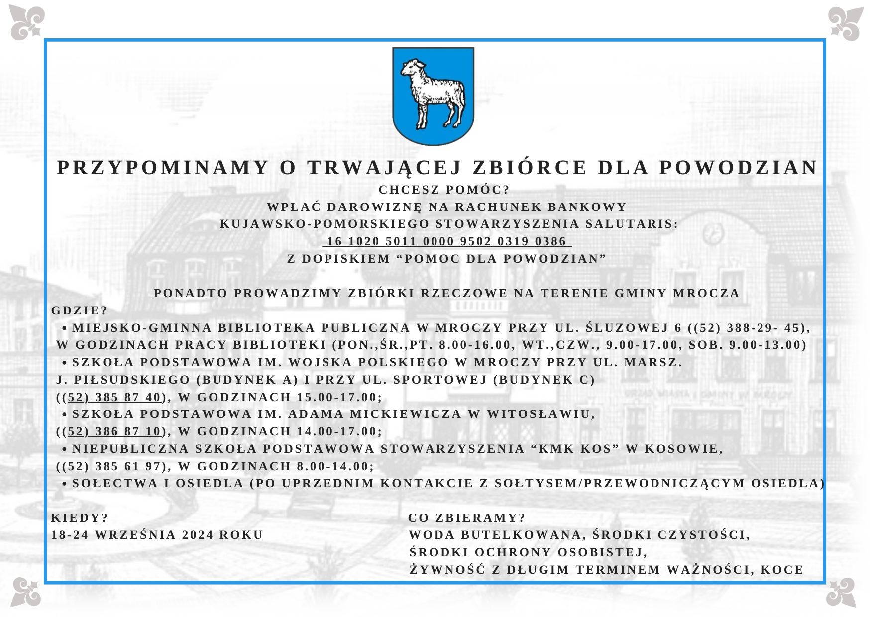 Informacja o&nbsp;zbi&oacute;rce dla powodzian