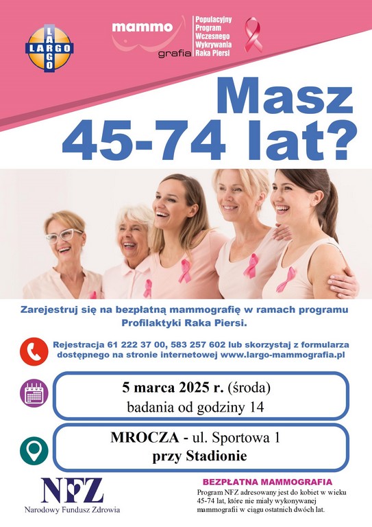 Plakat bezpłatna mammografia
