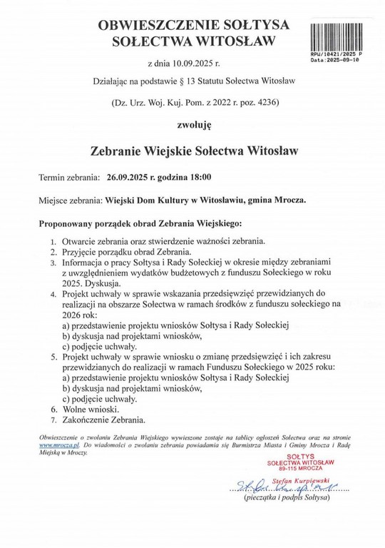 obwieszczenie witosłąw