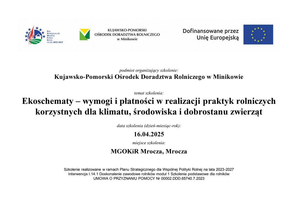 Szkolenie z&nbsp;Ekoschemat&oacute;w