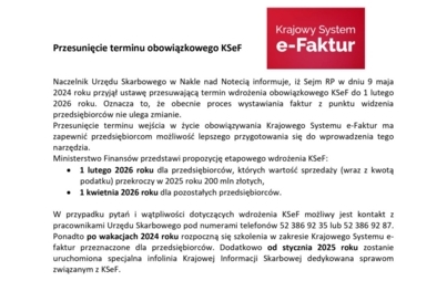 Zdjęcie do Przesunięcie terminu obowiązkowego KSeF
