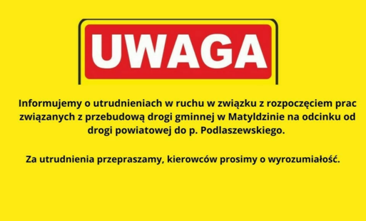 Utrudnienia w ruchu drogowym w miejscowości Matyldzin
