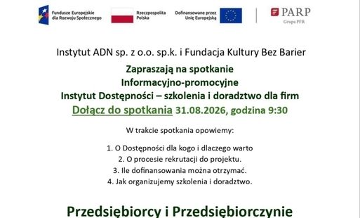 Zaproszenie na spotkanie informacyjno-promocyjne projektu Instytut Dostępności