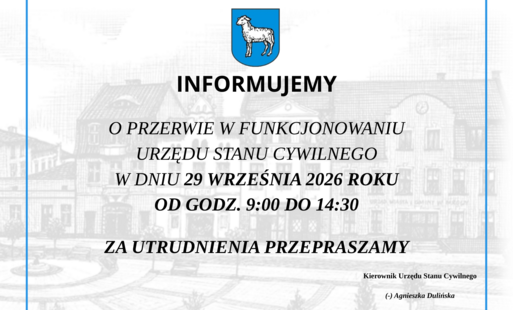 Przerwa w funkcjonowaniu Urzędu Stanu Cywilnego - 29 września 2026 r.