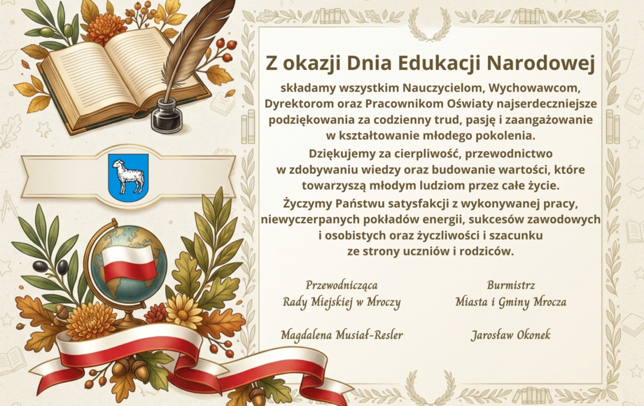 Życzenia z okazji Dnia Edukacji Narodowej w Mroczewie