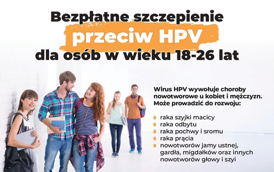 Bezpłatne szczepienia przeciw HPV dla osób w wieku 18–26 lat